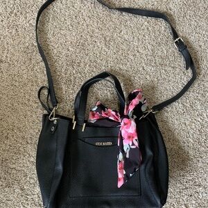 Steve Madden Black Purse with Floral Scarf